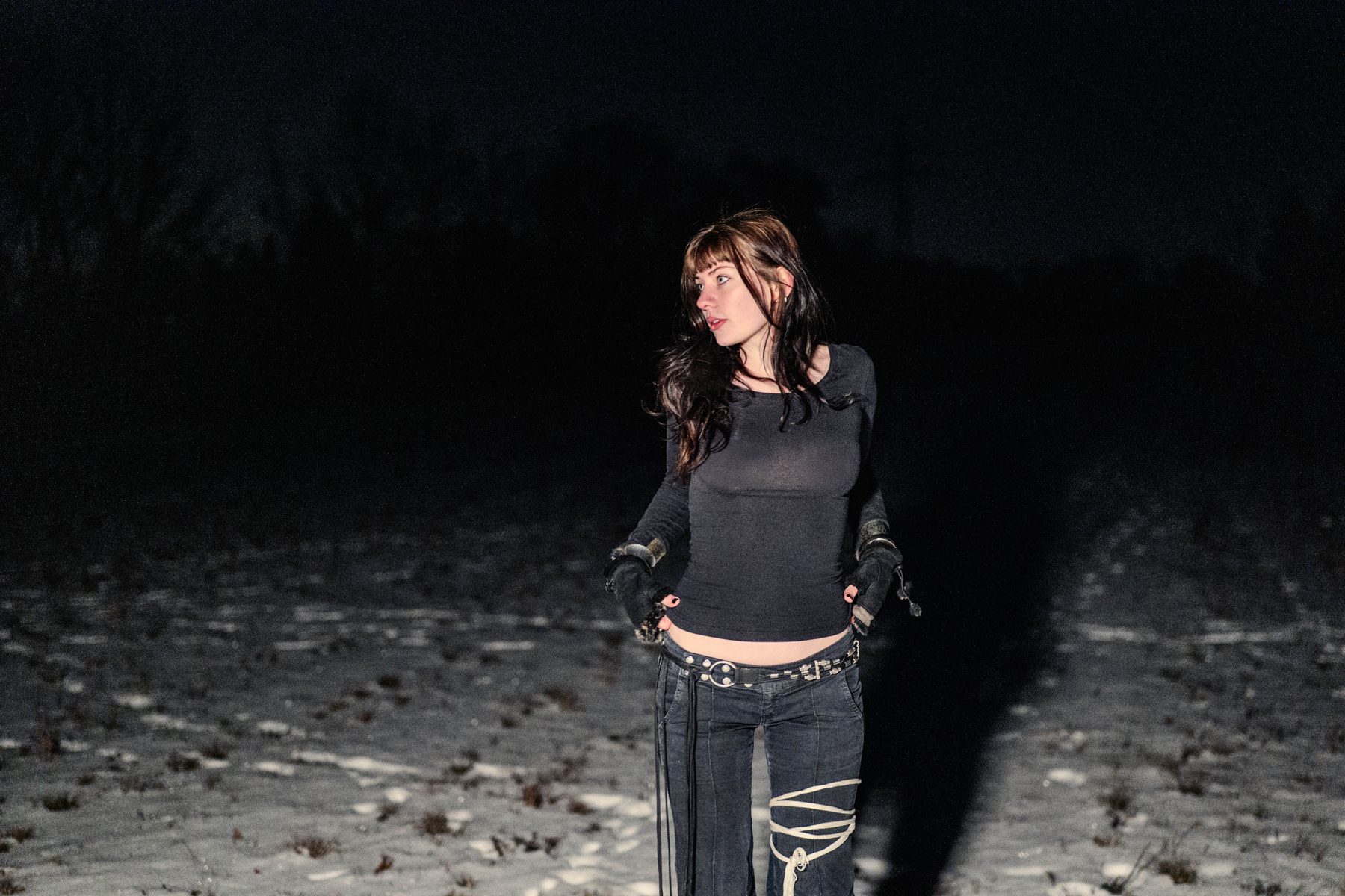 Night portrait in the snow